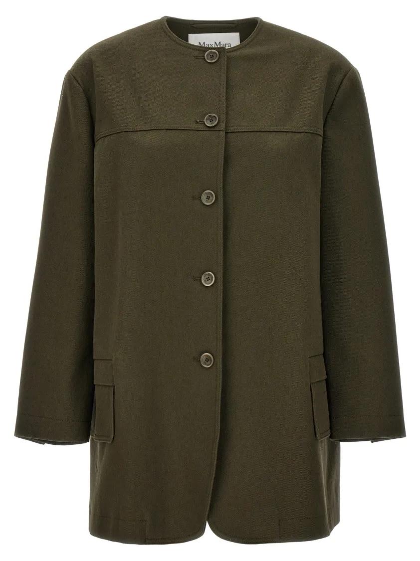 ジャケット Max Mara SS24 'Recital' midi jacket (RECITAL 004) Max Mara 'Recital' Midi Jacket Green | Overgangsjas