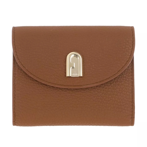 Furla Sleek Medium Compact Wallet Cognac Vikbar plånbok