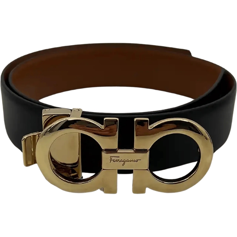 Salvatore Ferragamo Ceinture en cuir Salvatore Ferragamo reversible Gancini leather bel braun