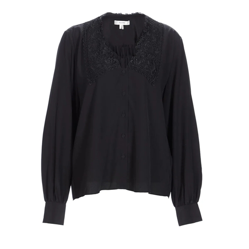 FRAME Chemisiers Lace Collar Blouse BLK Black