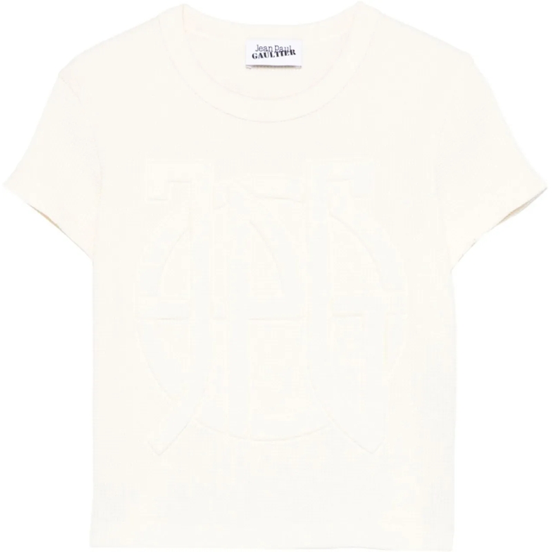 Jean Paul Gaultier T-Shirt Waffle Baby Tee With Embossing Ecru mehrfarbig