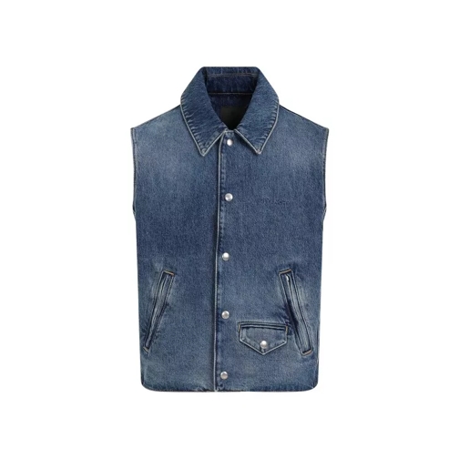 Givenchy Indigo Blue Cotton Sleeveless Denim Vest Blue 