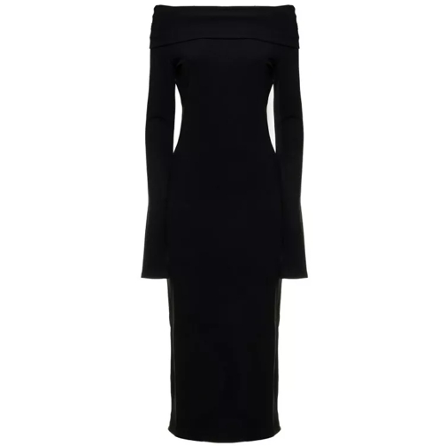 Andamane Black Midi Kaia Dress In Stretch Jersey Crepe With Black 