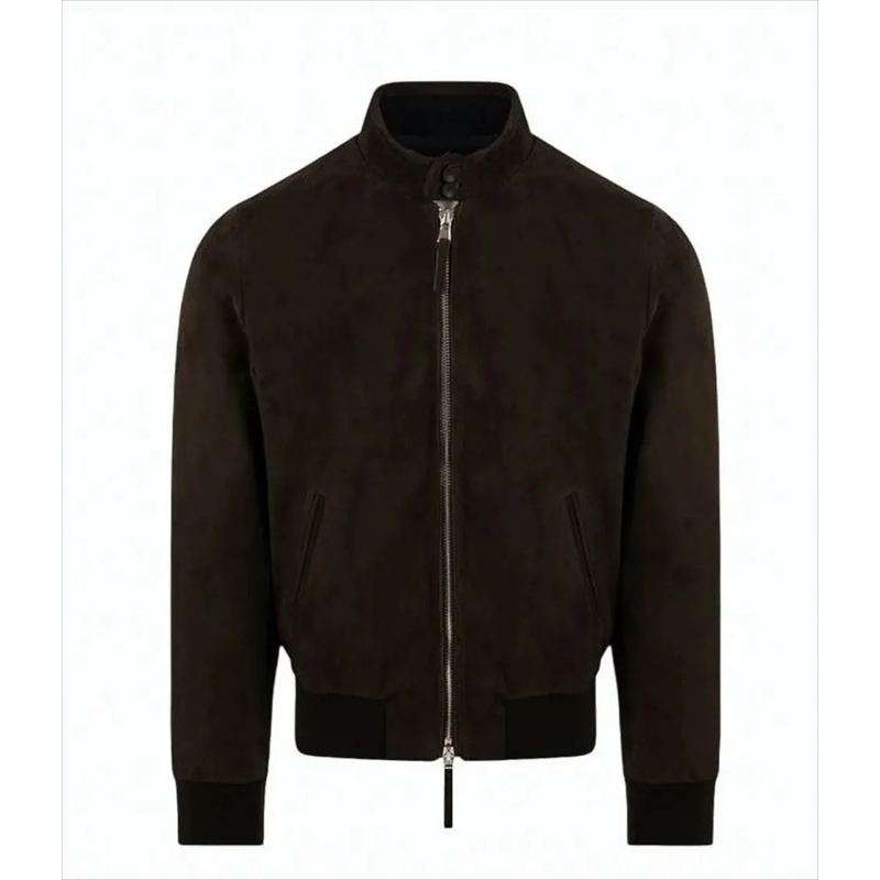 The Jack Leathers Bomberjacke Dark Brown Suede Jacket Black
