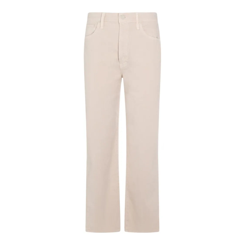 Mother Jeans High Waist Beige Cotton Straight-Leg Jeans Neutrals