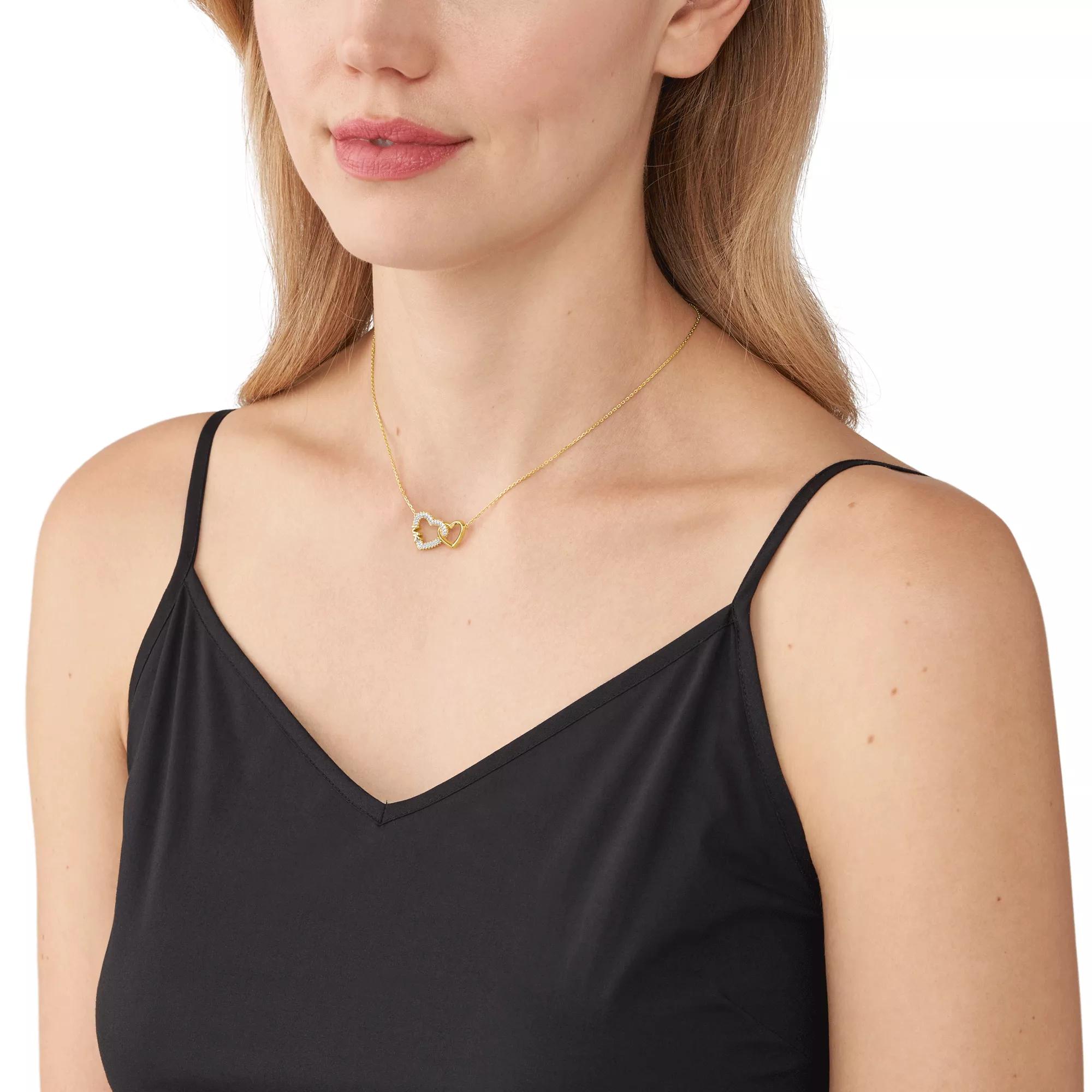 Michael Kors 14K Gold-Plated Pavé Interlocking Heart Necklace Gold 