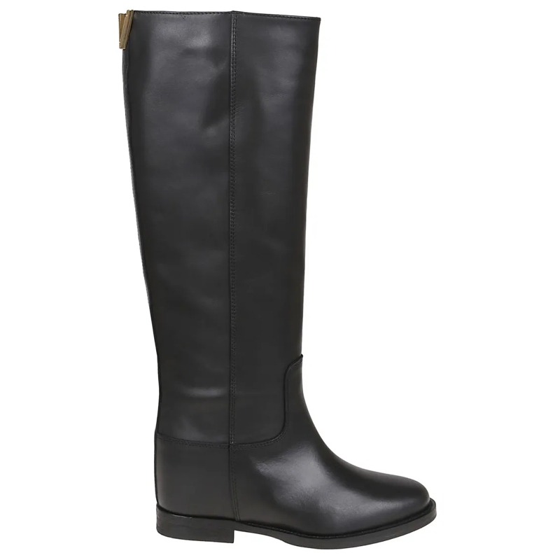 Via Roma 15 Bottes Knee-High Calf Leather Boots Black