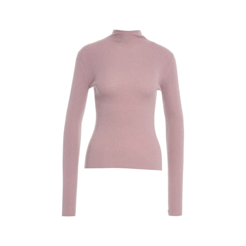Marciano by Guess Pull à col roulé Fitted Knitted Turtleneck Sweater With Fine Ribbed Pink