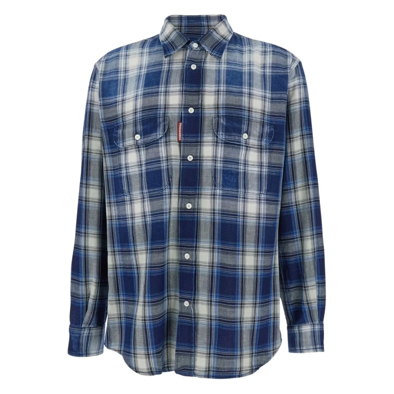 Dsquared2 Overhemd Checked Blue Long-Sleeve Shirt Grey