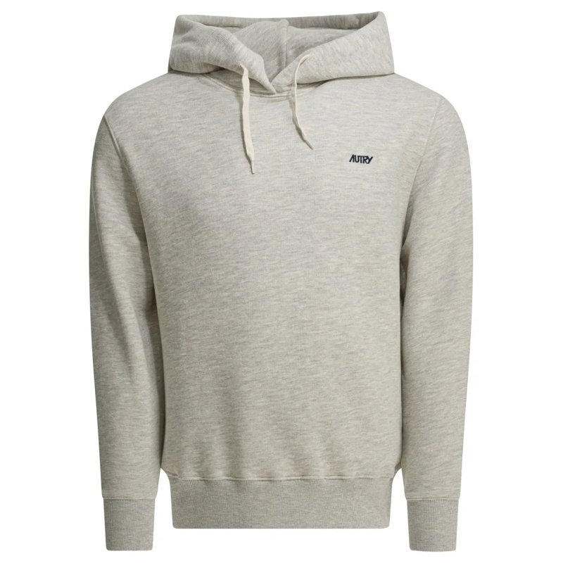 Autry International  Light Grey Hoodie With Drawstring And Subtle Logo Grey