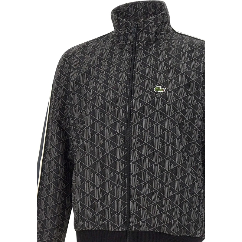 Lacoste Übergangsjacke Sweatjacke mit Jacquard-Monogramm und Logo-Detail Dunkelgrau(Image 10)