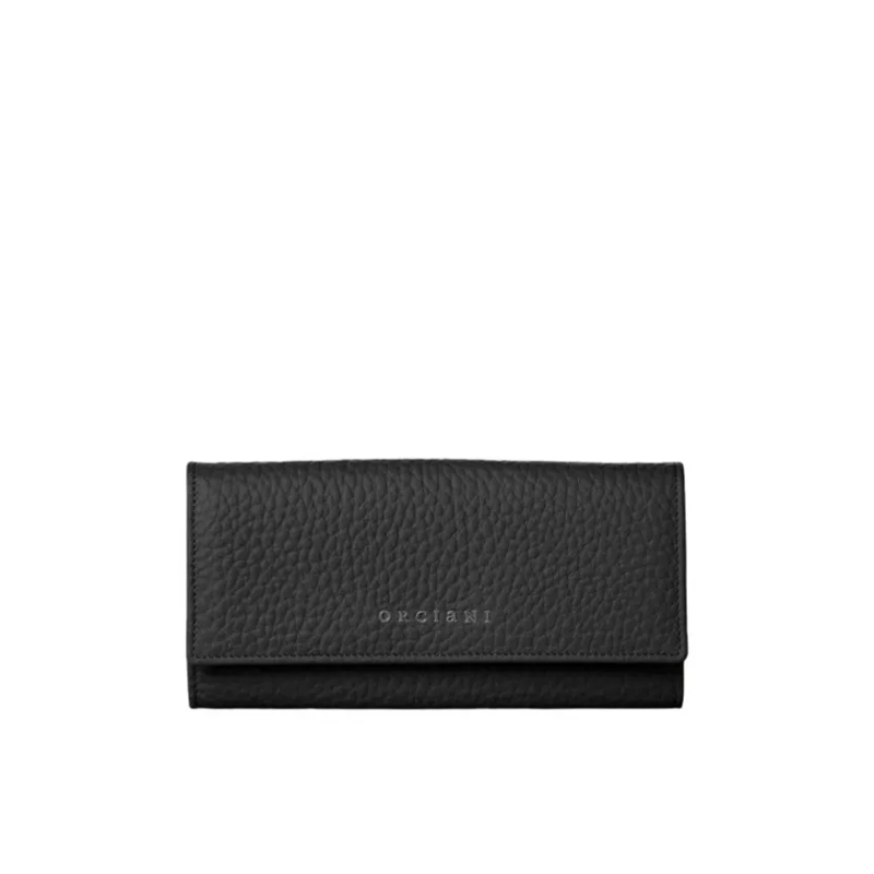 Orciani Geldbörse Pebbled Leather Wallet With Rfid Protection Black