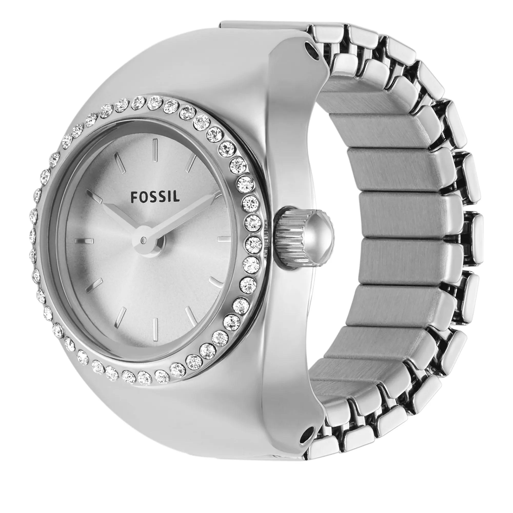 Fossil Watch Ring Two Hand Stainless Steel Silver Quartz Horloge