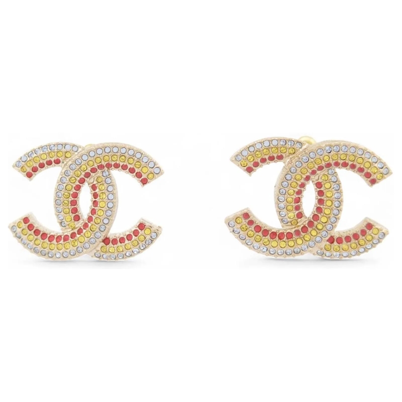 Chanel Ohrstecker NEUE CHANEL CC LOGO & MEHRFARBIGE STRASS-OHRRINGE  mehrfarbig