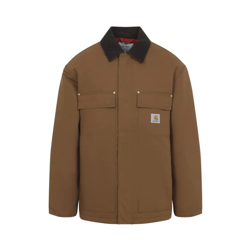 Carhartt Wip  Structured Brown Jacket With Dark Contrast Collar Brown