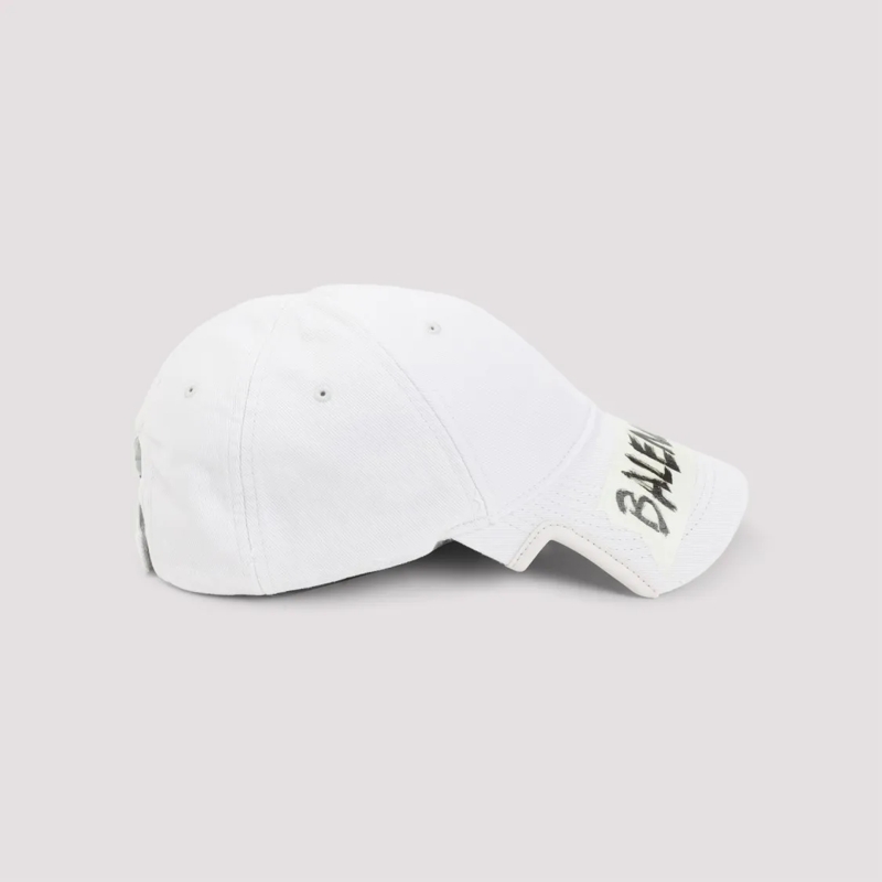 Balenciaga Hoed Curved Brim Cotton Baseball Cap With Brushstroke L White