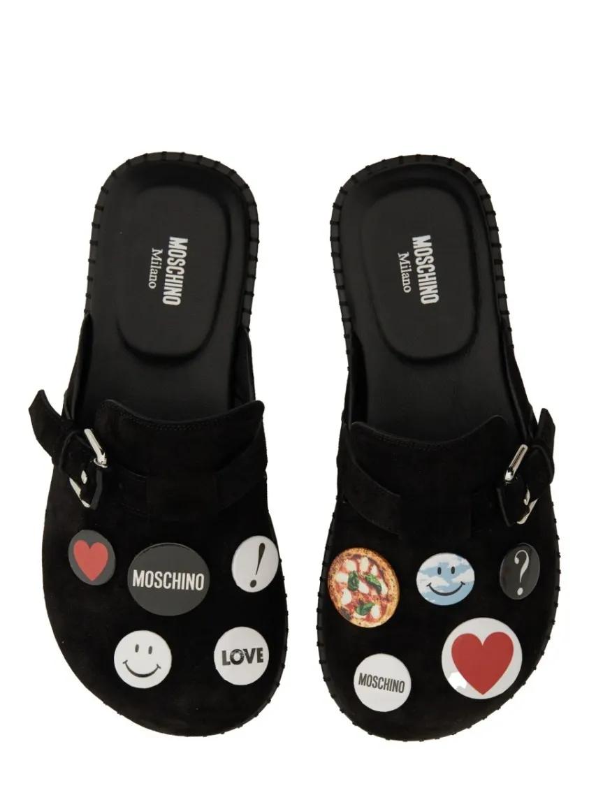 Thumbnail - Moschino Slipper & Pantoletten - "Pin" Mules - Gr. 38 (EU) - in Schwarz - für Damen