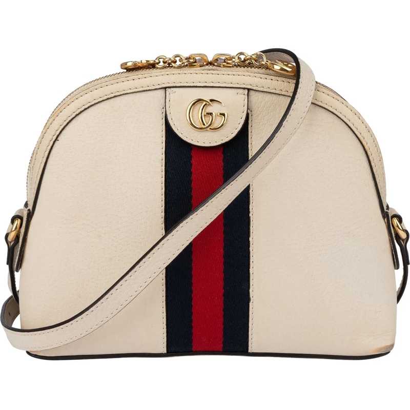 Gucci Schultertasche Gucci White Leather Ophidia Crossbody Bag weiß