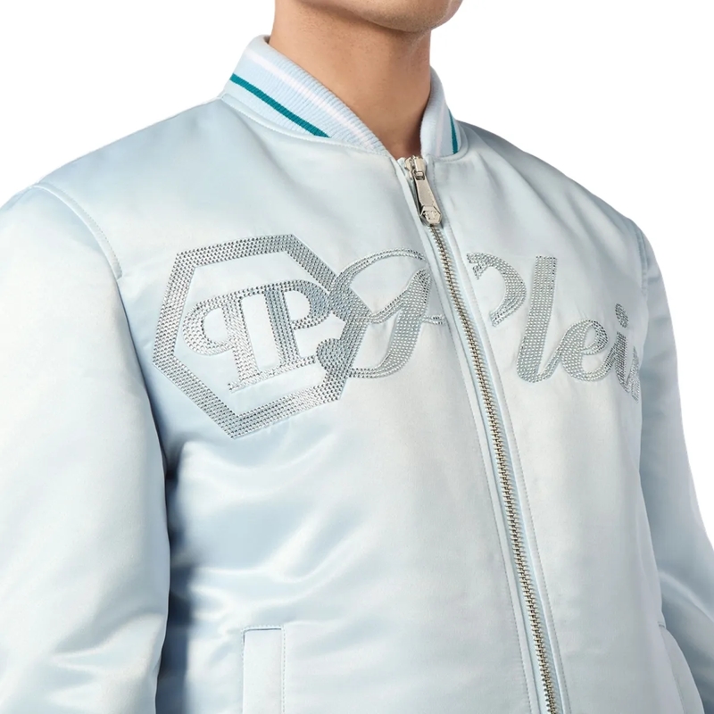 Philipp Plein Bomberjacke Bomberjacke Mit Schmucksteinen hell-blau(Image 5)