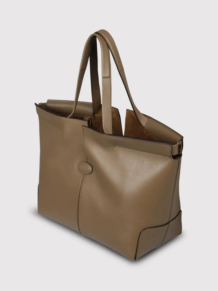 TOD'S Shoppers & Totes Medium-Small Folio Shopping Bag in bruin