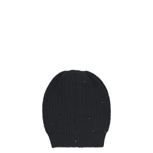 Brunello Cucinelli Black Cucinelli Cashmere And Silk Beanie Cap Black 