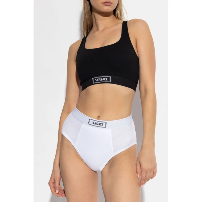 Versace Bluse Fitted Crop Top With Racerback Design Black