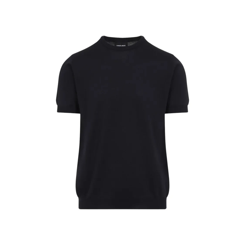 Giorgio Armani T-shirt Short-Sleeved Silk And Cotton Top Blue