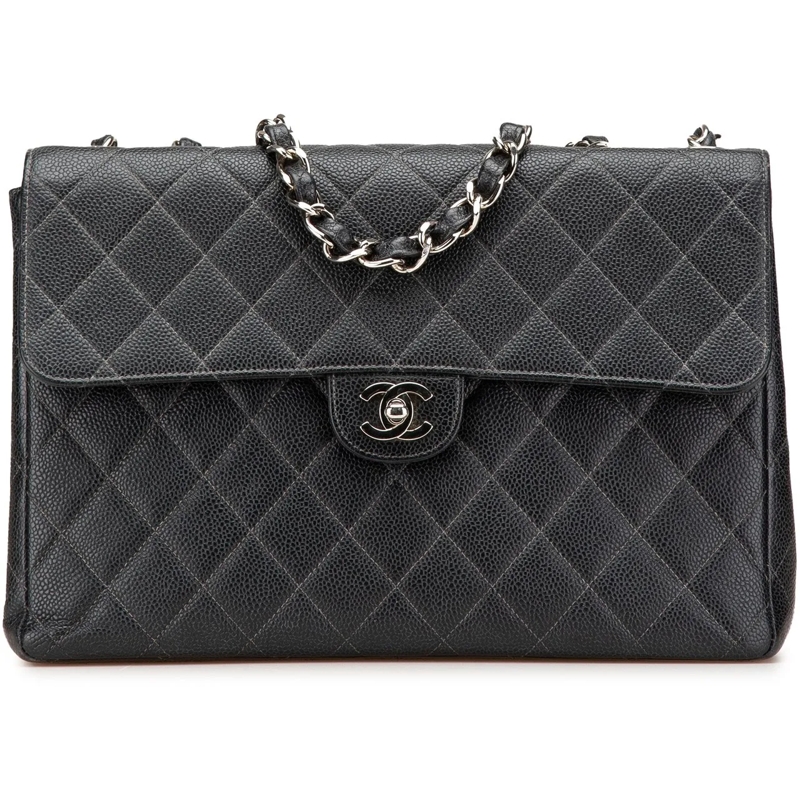 Chanel Schultertasche Jumbo Quilted Caviar Single Flap schwarz