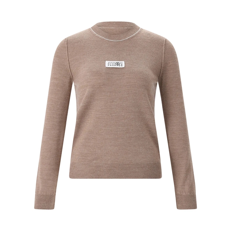 MM6 Maison Margiela T-Shirt Strickpullover mit Schurwolle braun