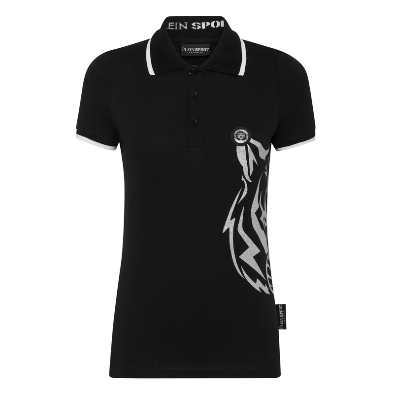 Plein Sport Top Poloshirt Ss Glitter schwarz