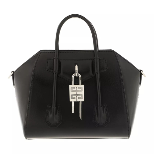 Givenchy Mini Antigona Lock Handle Bag In Box Leather Black Tote