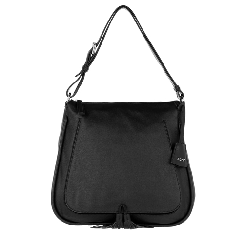Abro Calf Leather Tassel Shoulder Bag Black/Nickel Hoboväska