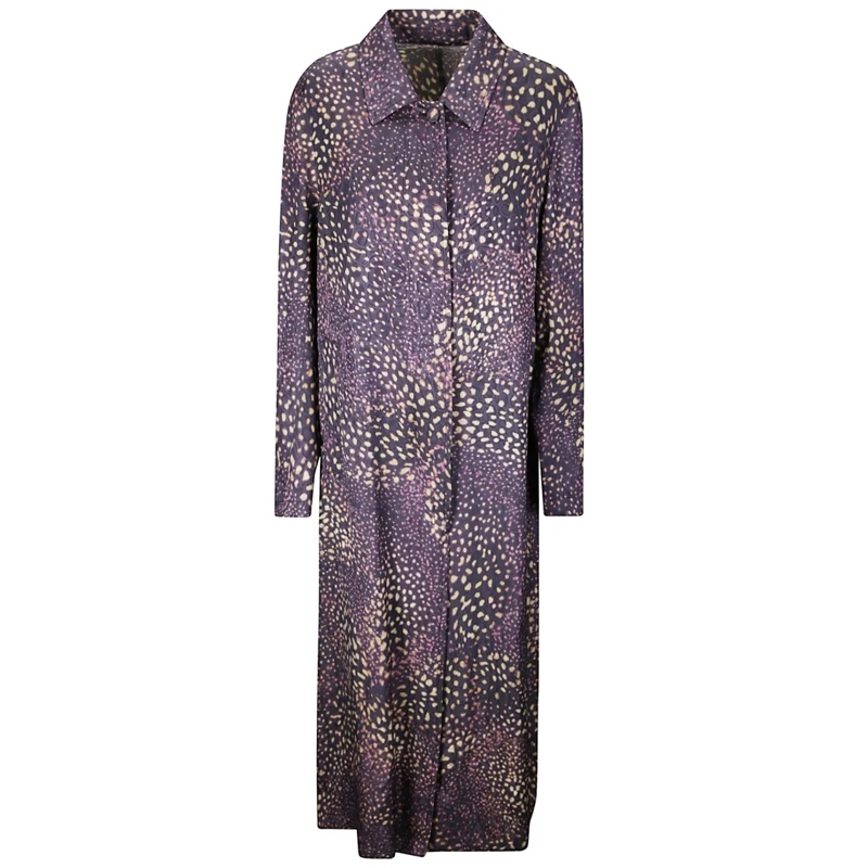 Dries Van Noten Bontjassen Printed Trench Coat Purple