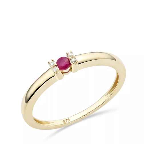 DIAMADA 9KT (375) Ring Ruby and Diamonds Yellow Gold Diamanten Ring