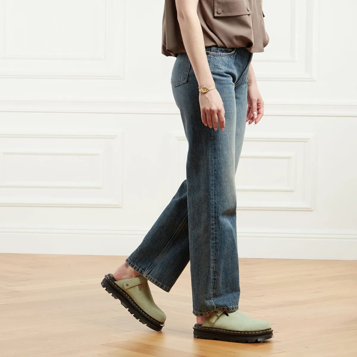 Dr Martens★ZEBZAG SUEDE ミュール★厚底★兼用★SAGE GREEN Zebzag Suede Casual Slingback Platform Mules in Sage Green