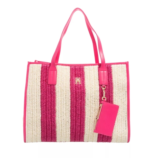 Tommy Hilfiger Th City Summer Tote Crochet Bright Cerise Pink Shopper