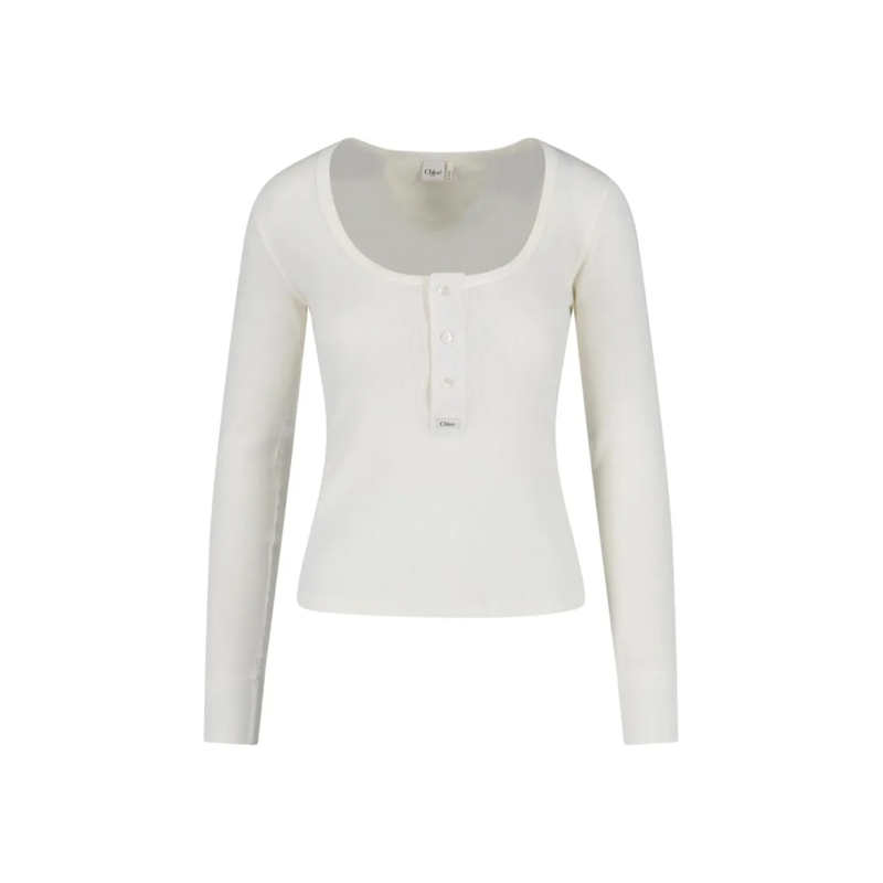 Chloé Pull Refined White Sweater With Classic Fit And Timeles White