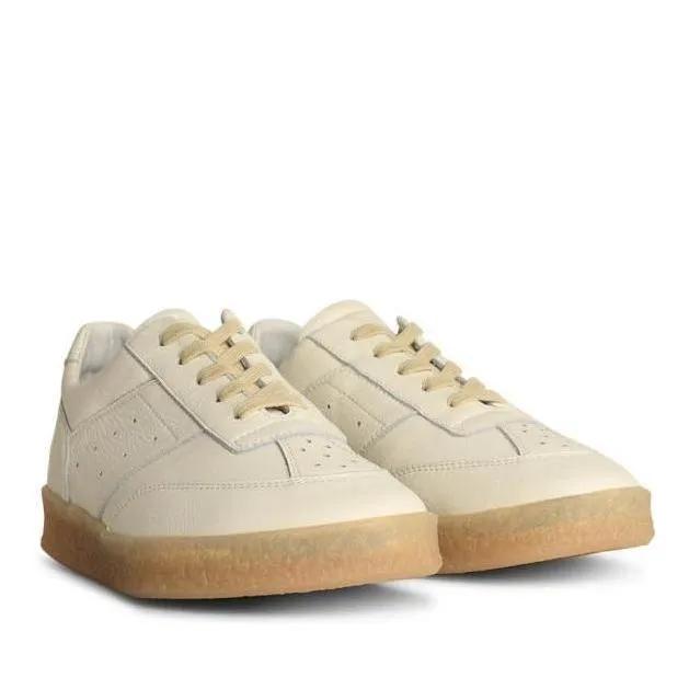 MM6 Maison Margiela Low-Top Sneaker - White Leather Sneakers - Gr. 37 (EU) - in Beige - für Damen