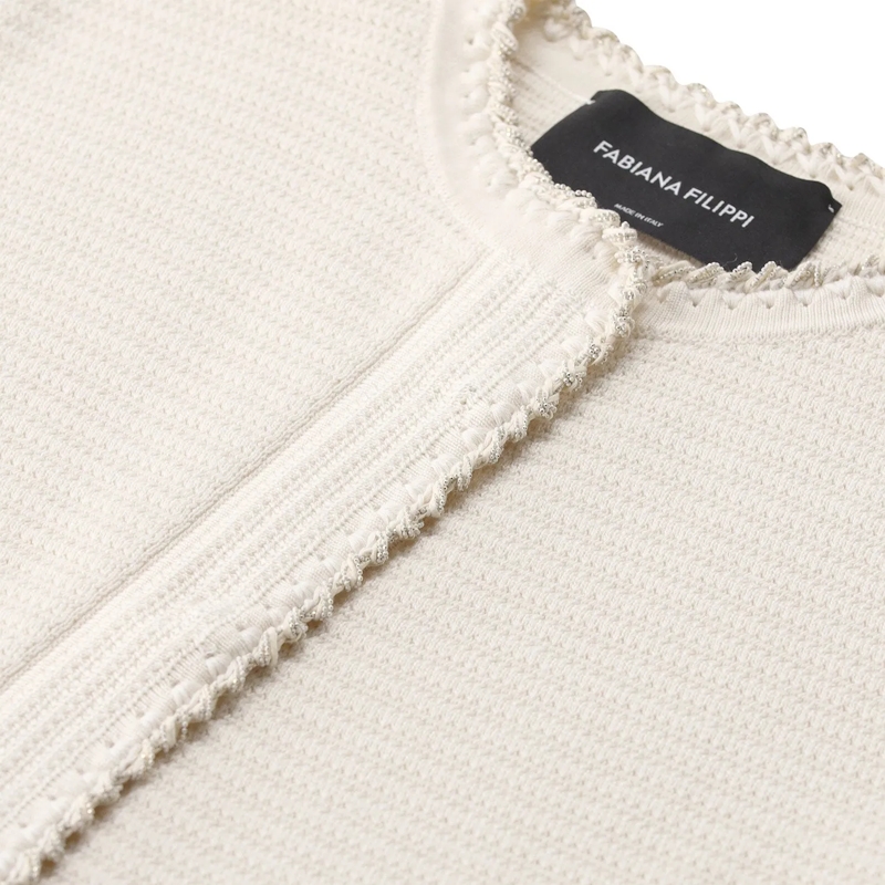 Fabiana Filippi Strickjacke Strickjacke aus Wollmix weiß(Image 4)