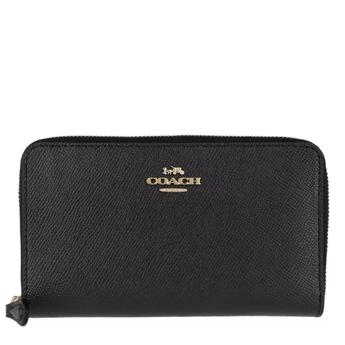 Coach Crossgrain Leather Medium Zip Around Wallet Black Portemonnaie mit Zip-Around-Reißverschluss