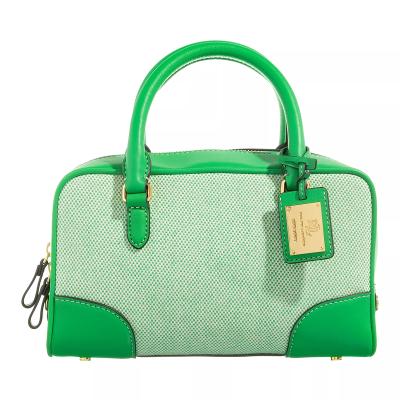 Lauren Ralph Lauren Bowling Bag Emerie Satchel Small Natural Green Topz