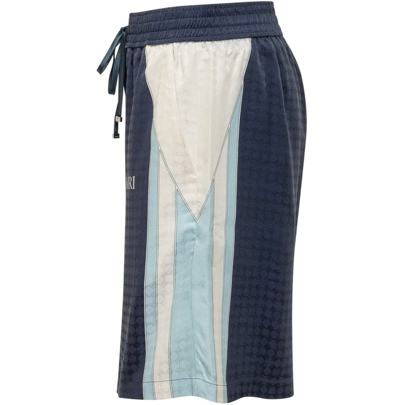 Amiri Shorts Bermuda Quad Panel con Coulisse e Stampa Logo dunkelblau(Image 3)