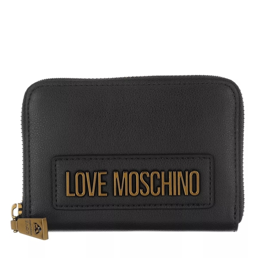 Love Moschino Wallet Smooth Nero Portemonnaie mit Zip-Around-Reißverschluss