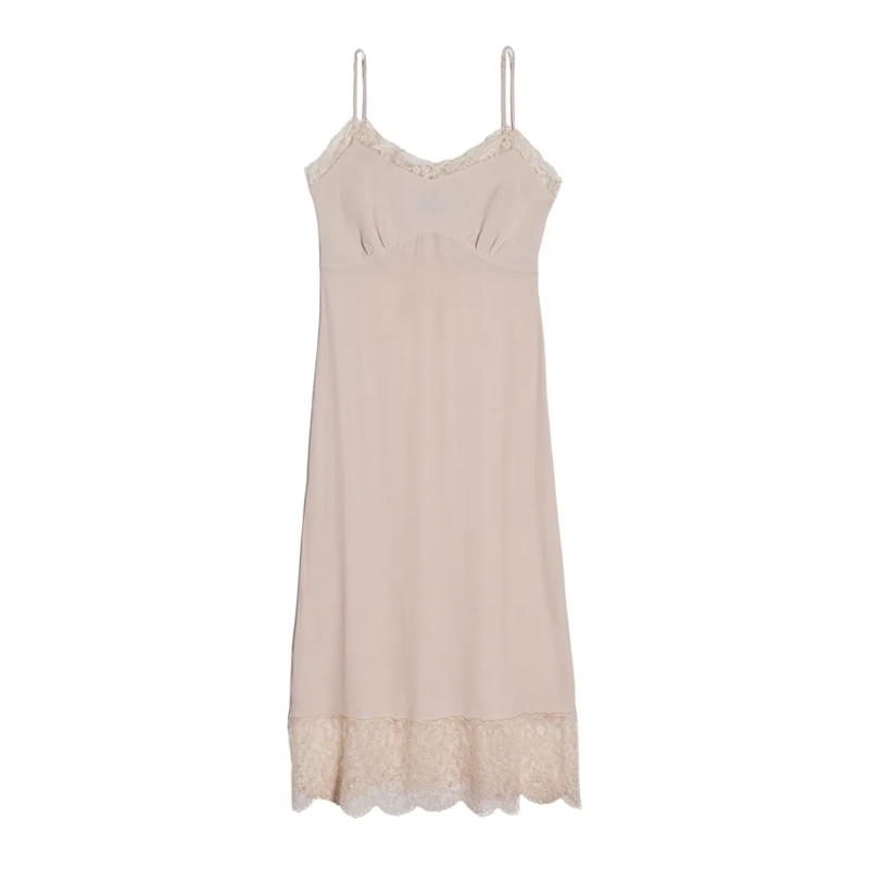 Simone Rocha Mini-robe Nude Lace-Trim Slip Dress With Adjustable Straps Neutrals