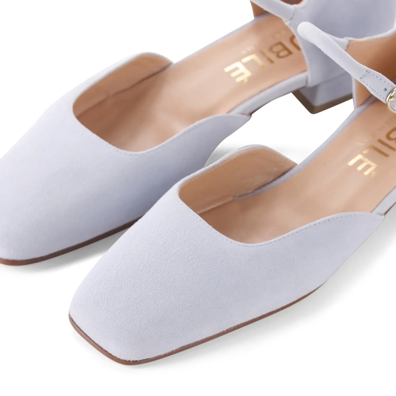 Jubile' Schnürschuhe Mary Jane Pumps aus Veloursleder blau(Image 3)