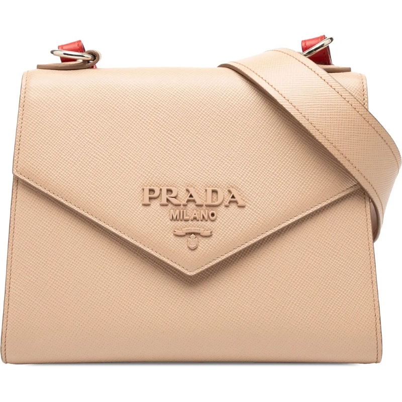 Prada Schultertasche Saffiano Cuir Monochrome Envelope Crossbody braun