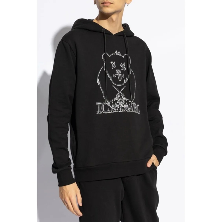 Iceberg Printed Sweatshirt Black Hoodie