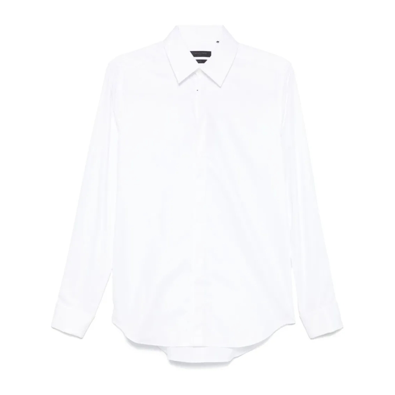 Corneliani Hemd Concealed Button Closure White Cotton Shirt White