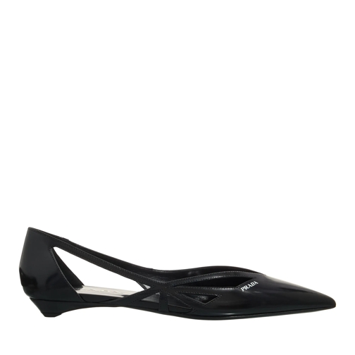 Prada Ballerina Cut Out Leather Ballerinas Nero