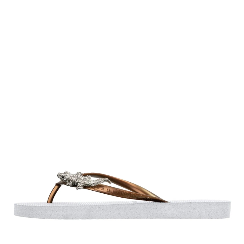 UZURII Flip Flops Zehentrenner Silver Crocodile Switch weiss